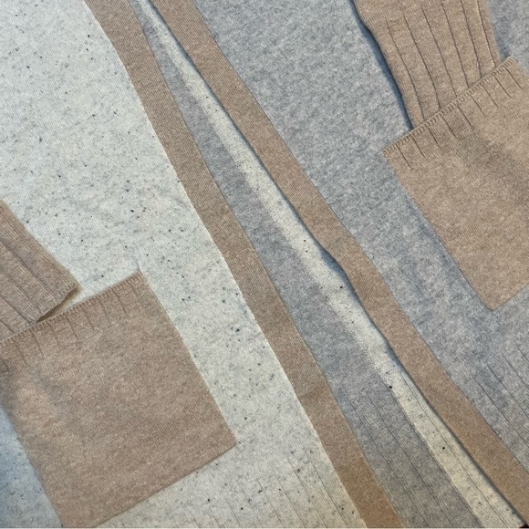 100% Cashmere Garnet Hill Enid Patchwork Color Block Ling Line Cardigan Sweater - Picture 4 of 7